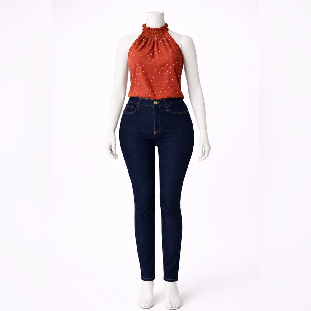 Curvy No Boundaries NoBo High Rise Skinny Jeans Dark Blue Denim Size 11